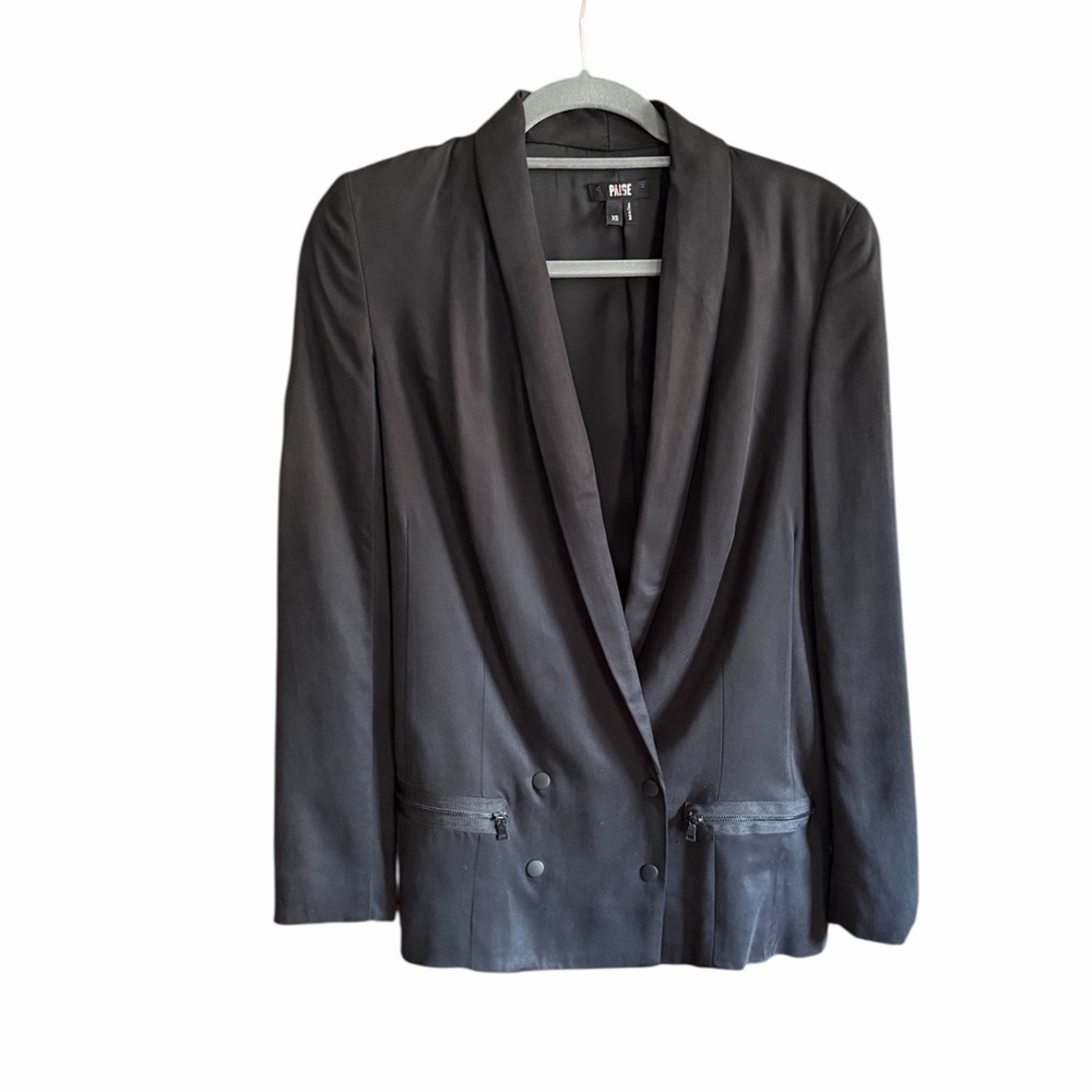 PAIGE Karissa Double Breasted Blazer Tencel Black XS